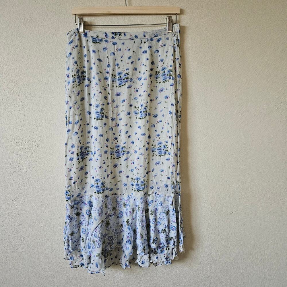 Vintage Indira midi floral print skirt large